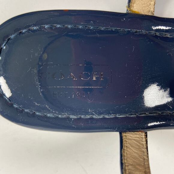 Coach Rolanda Patent Leather Blue Thong Sandals 9.5 B - Picture 4 of 6